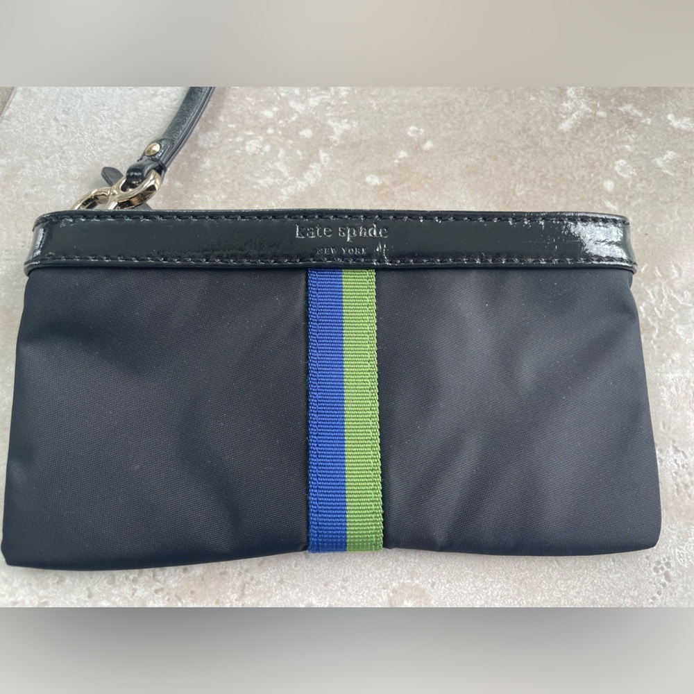 Kate Spade Black Bag with Blue and Green Stripe